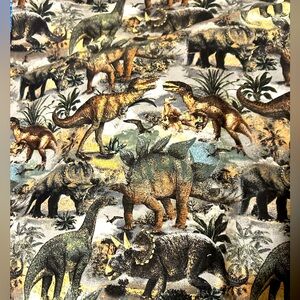 Joann Cotton Fabric Dinosaurs 🦖🦕 Print brown green beige blue antique look